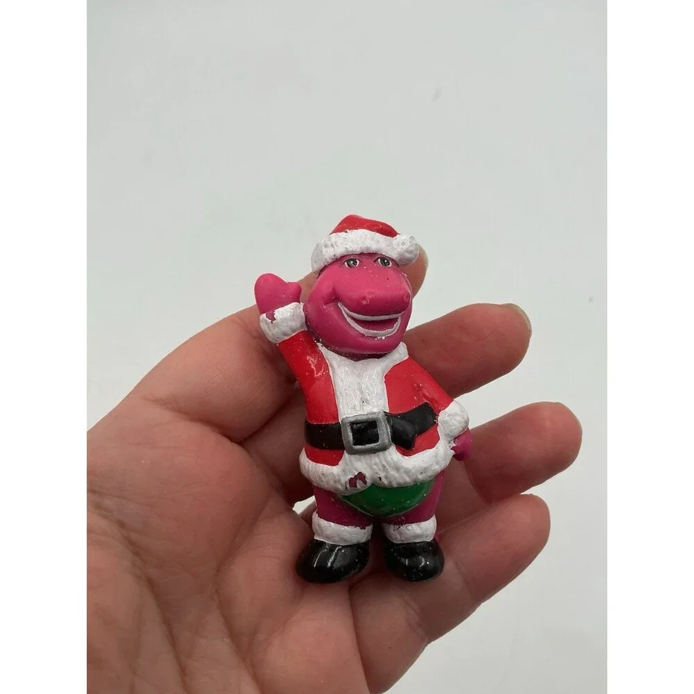 Vintage Barney Santa Christmas PVC Figure Ornament 1993 Lyons Group Holiday Toy